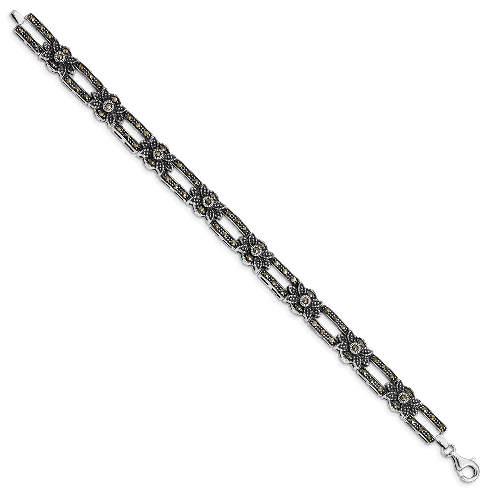 7.5 Zoll Sterlingsilber Rhodiniert Markasit Armband