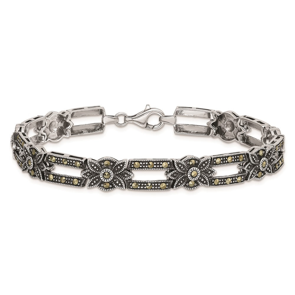 7.5 Zoll Sterlingsilber Rhodiniert Markasit Armband