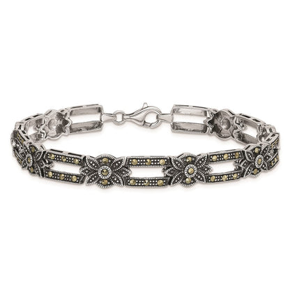 7.5 Zoll Sterlingsilber Rhodiniert Markasit Armband
