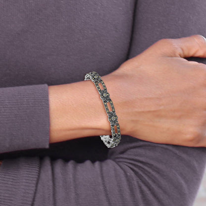 7.5 Zoll Sterlingsilber Rhodiniert Markasit Armband