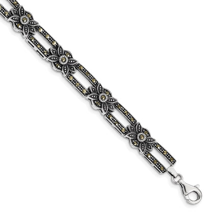 7.5 Zoll Sterlingsilber Rhodiniert Markasit Armband