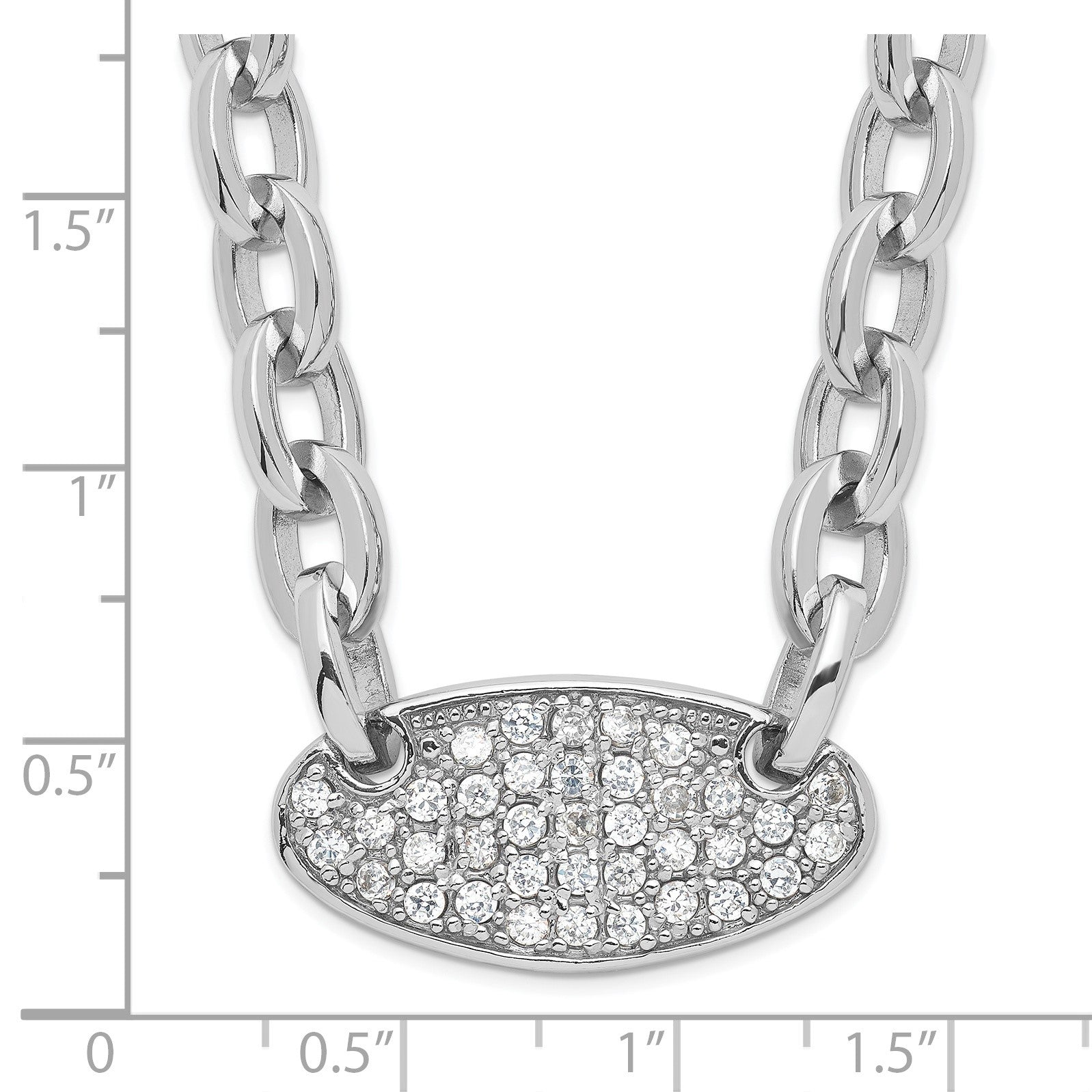 Sterlingsilber Oval Glieder mit Zirkonia Halskette