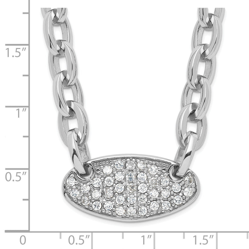 Sterlingsilber Oval Glieder mit Zirkonia Halskette