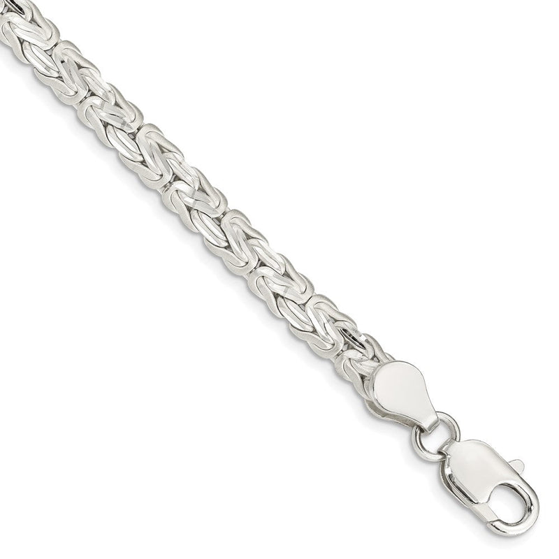 8 Zoll Sterlingsilber Poliert Rückseite/satin Diamantiert Vorderseite Fantasie Byzantiner Armband