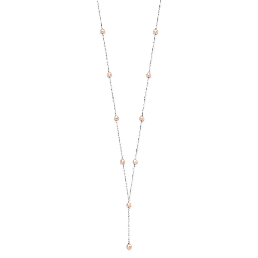 Sterlingsilber Rhodiniert Rosa Fw Zuchtperle Y-drop Halskette