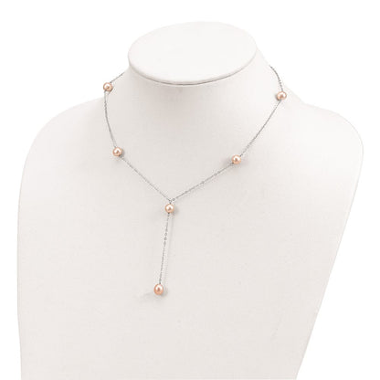 Sterlingsilber Rhodiniert Rosa Fw Zuchtperle Y-drop Halskette