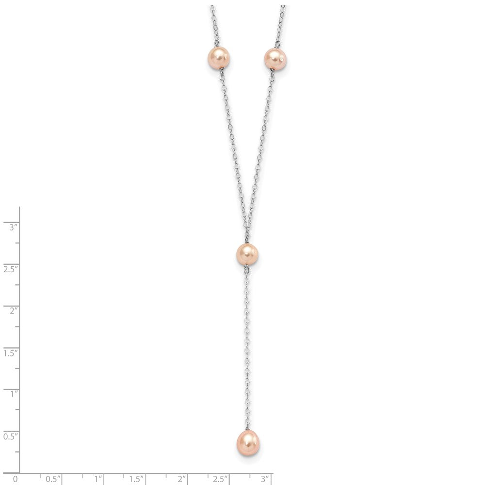 Sterlingsilber Rhodiniert Rosa Fw Zuchtperle Y-drop Halskette