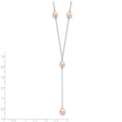 Sterlingsilber Rhodiniert Rosa Fw Zuchtperle Y-drop Halskette