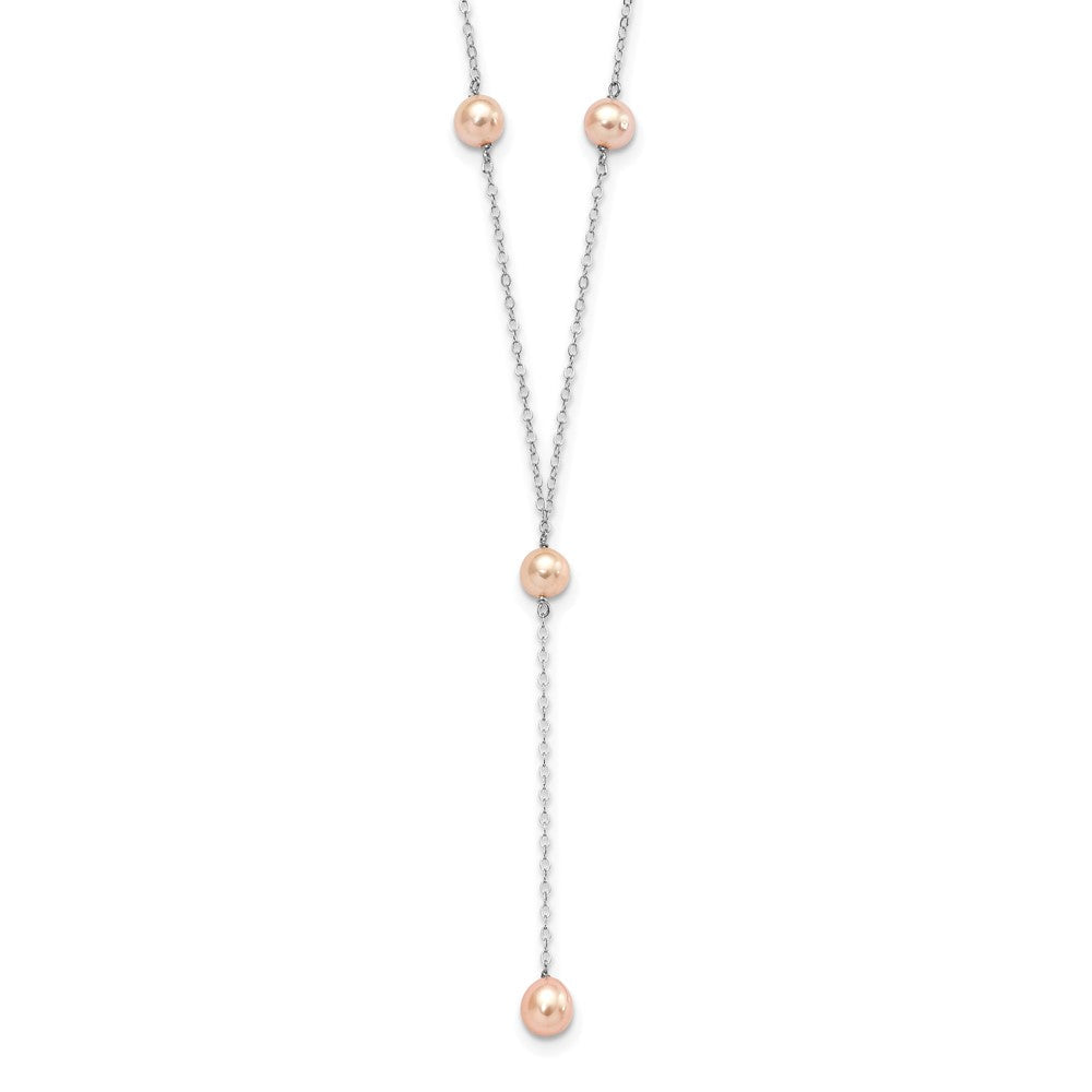 Sterlingsilber Rhodiniert Rosa Fw Zuchtperle Y-drop Halskette