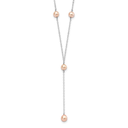 Sterlingsilber Rhodiniert Rosa Fw Zuchtperle Y-drop Halskette