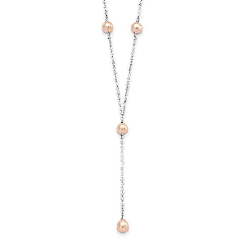 Sterlingsilber Rhodiniert Rosa Fw Zuchtperle Y-drop Halskette