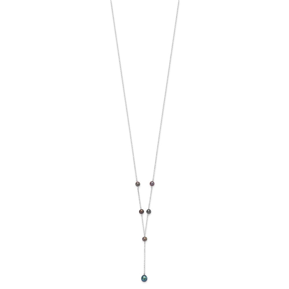 Sterlingsilber Rhodiniert Schwarz Fwc Perle Y-drop Halskette