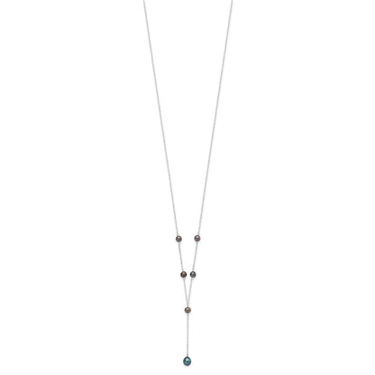 Sterlingsilber Rhodiniert Schwarz Fwc Perle Y-drop Halskette