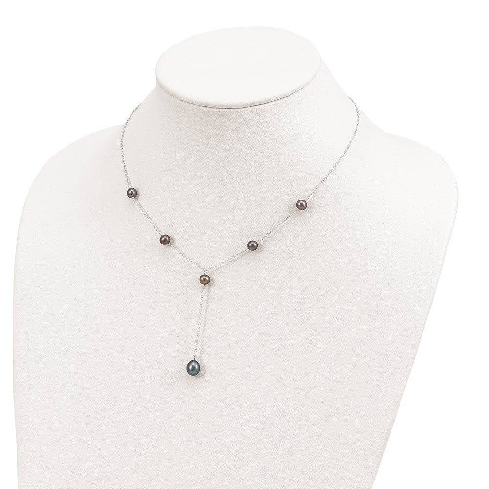 Sterlingsilber Rhodiniert Schwarz Fwc Perle Y-drop Halskette