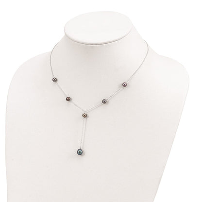 Sterlingsilber Rhodiniert Schwarz Fwc Perle Y-drop Halskette