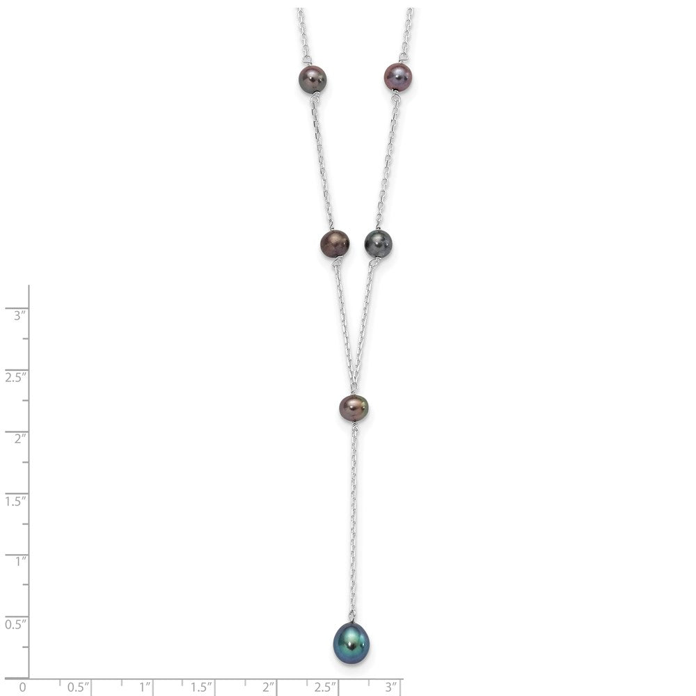 Sterlingsilber Rhodiniert Schwarz Fwc Perle Y-drop Halskette
