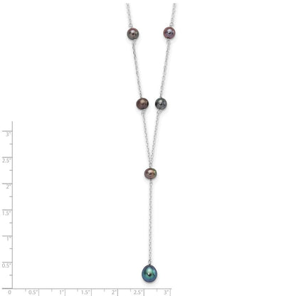 Sterlingsilber Rhodiniert Schwarz Fwc Perle Y-drop Halskette
