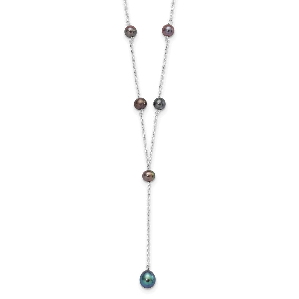 Sterlingsilber Rhodiniert Schwarz Fwc Perle Y-drop Halskette