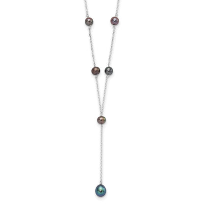 Sterlingsilber Rhodiniert Schwarz Fwc Perle Y-drop Halskette