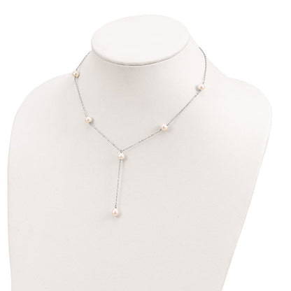 Sterlingsilber Rhodum-beschichtet Weiß Fw Zuchtperle Y-drop Halskette
