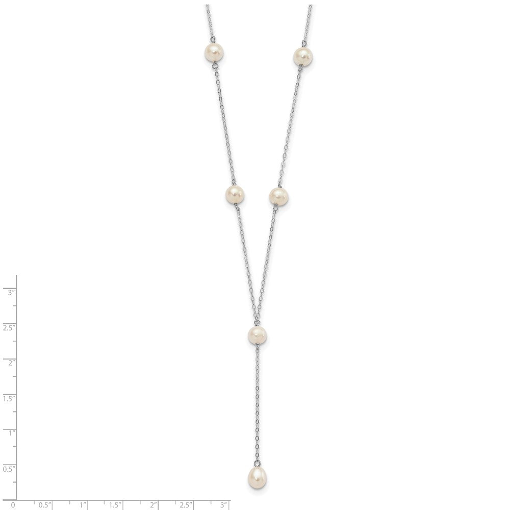 Sterlingsilber Rhodum-beschichtet Weiß Fw Zuchtperle Y-drop Halskette