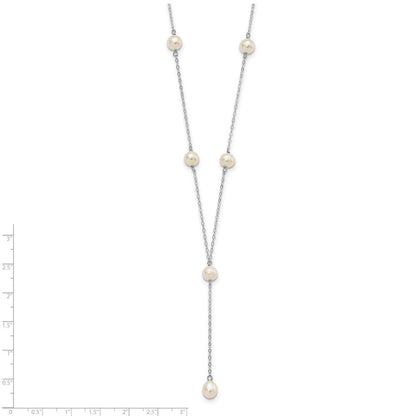 Sterlingsilber Rhodum-beschichtet Weiß Fw Zuchtperle Y-drop Halskette