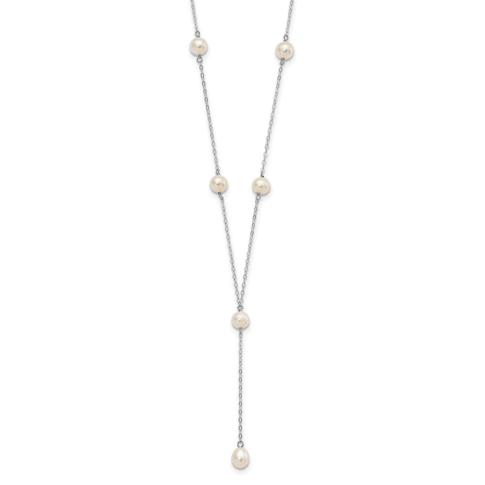 Sterlingsilber Rhodum-beschichtet Weiß Fw Zuchtperle Y-drop Halskette