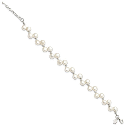 7.5 Zoll Sterlingsilber Fw Zucht Knopf Perle 7.5 Zoll Armband