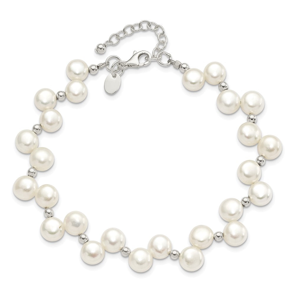 7.5 Zoll Sterlingsilber Fw Zucht Knopf Perle 7.5 Zoll Armband