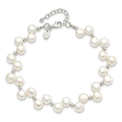 7.5 Zoll Sterlingsilber Fw Zucht Knopf Perle 7.5 Zoll Armband