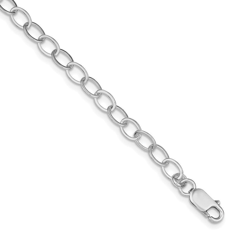 Sterlingsilber Amore La Vita Rhodiniert Poliert 6mm 8.5 Zoll Fantasieglieder mit Karabinerverschluss Charm Armband