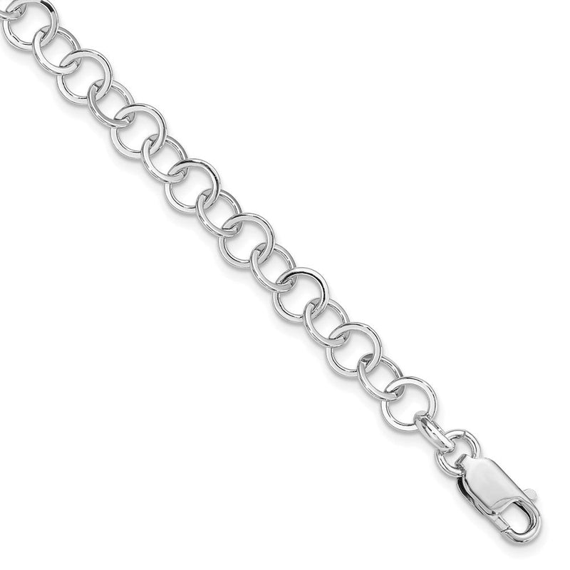 Sterlingsilber Amore La Vita Rhodiniert Poliert 7mm Fantasieglieder mit Karabinerverschluss Charm Armband