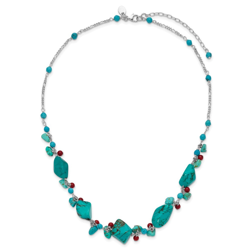 Sterlingsilber Dyed Howlite/turquoise/red Coral Halskette