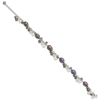 8 Zoll Sterlingsilber Kristall /fw Zuchtperle Armband