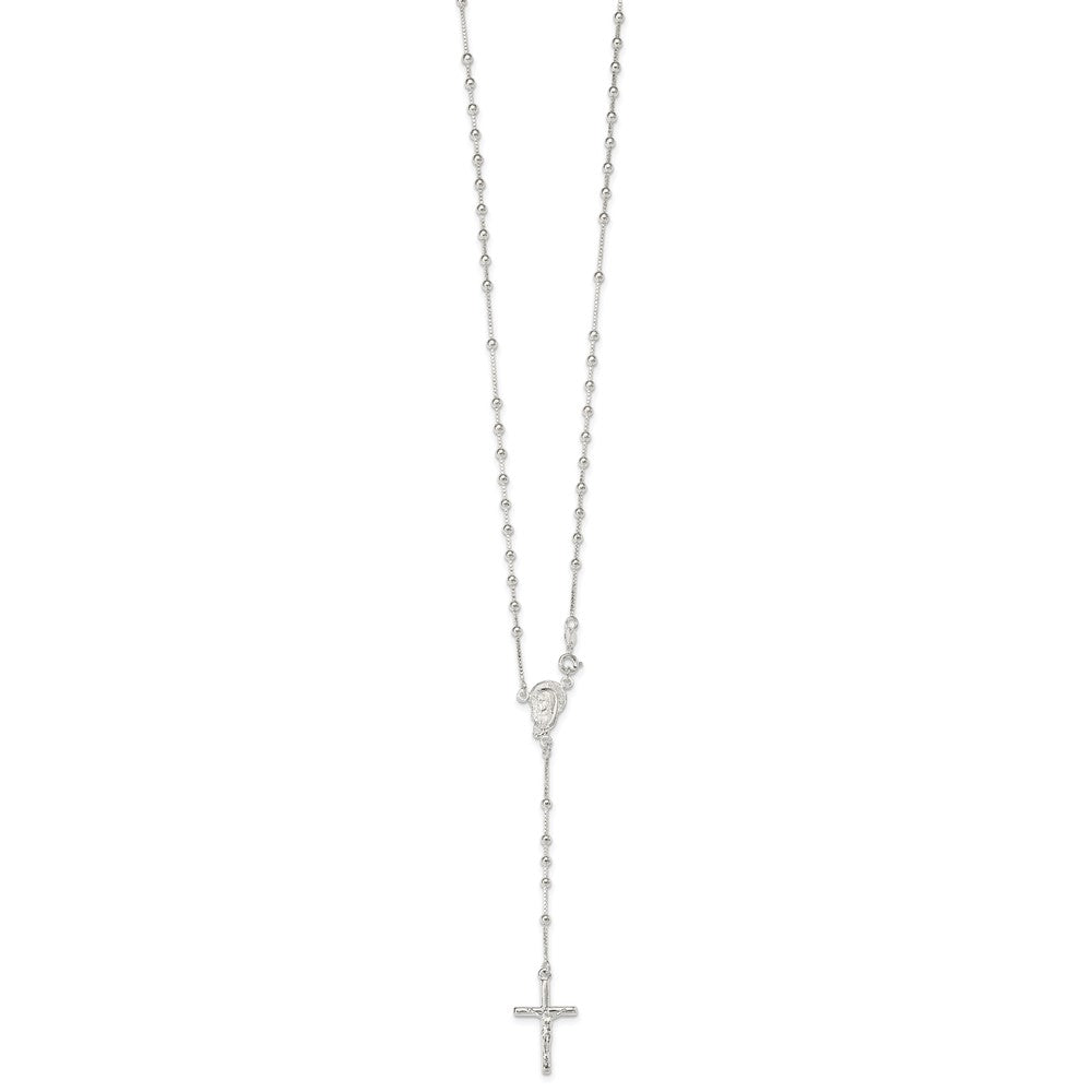 Sterlingsilber Poliert Perle Rosenkranz 18 Zoll Halskette