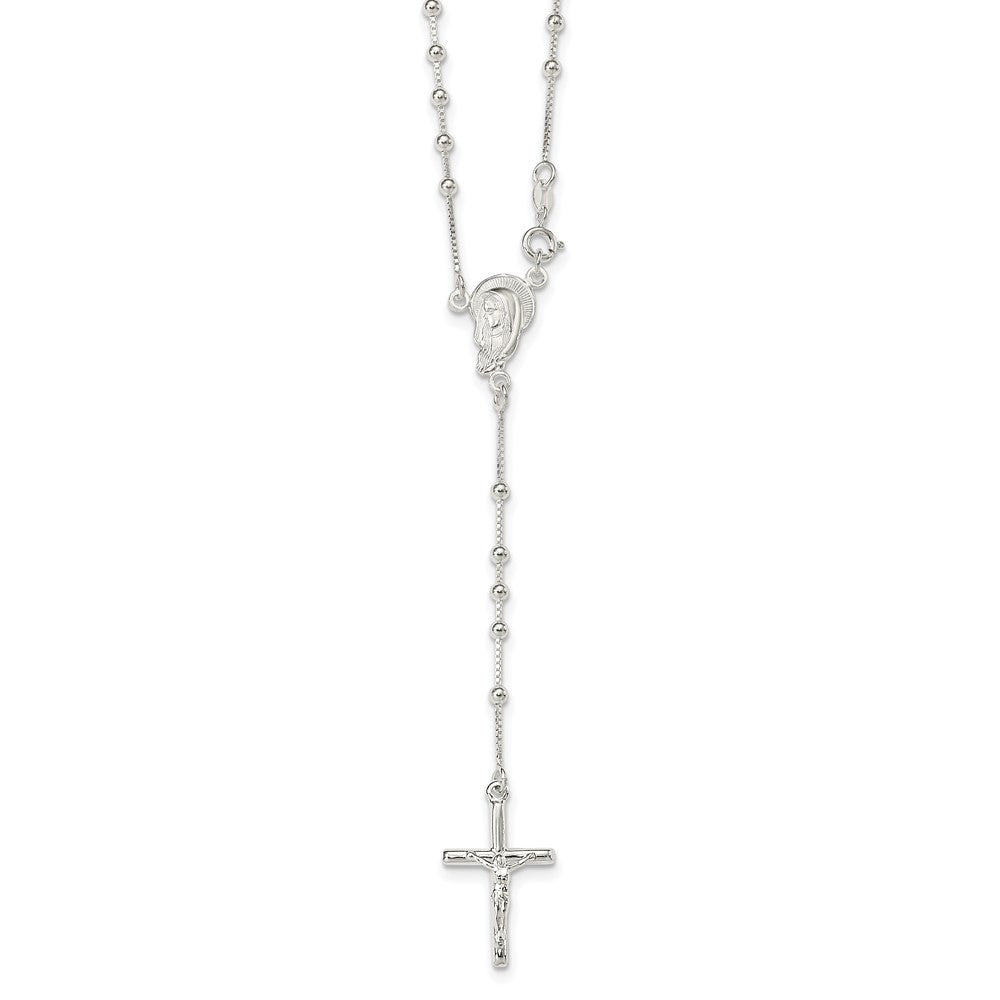 Sterlingsilber Poliert Perle Rosenkranz 18 Zoll Halskette