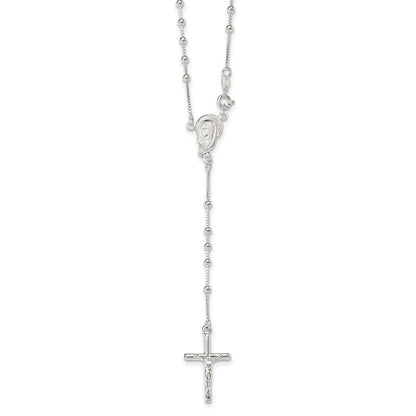 Sterlingsilber Poliert Perle Rosenkranz 18 Zoll Halskette