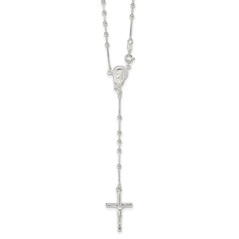 Sterlingsilber Poliert Perle Rosenkranz 18 Zoll Halskette
