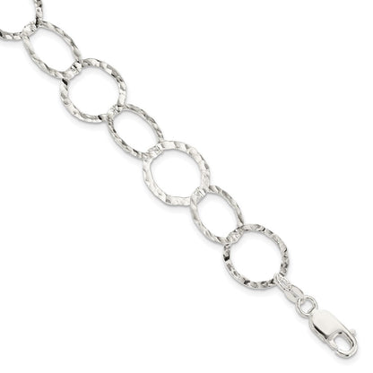7.5 Zoll Sterlingsilber Fantasie Gehämmert Armband