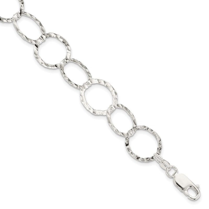 7.5 Zoll Sterlingsilber Fantasie Gehämmert Armband