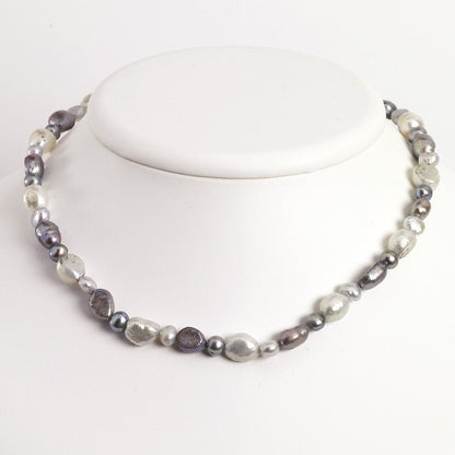 Sterlingsilber Weiß und Grau Fw Zuchtperle Halskette