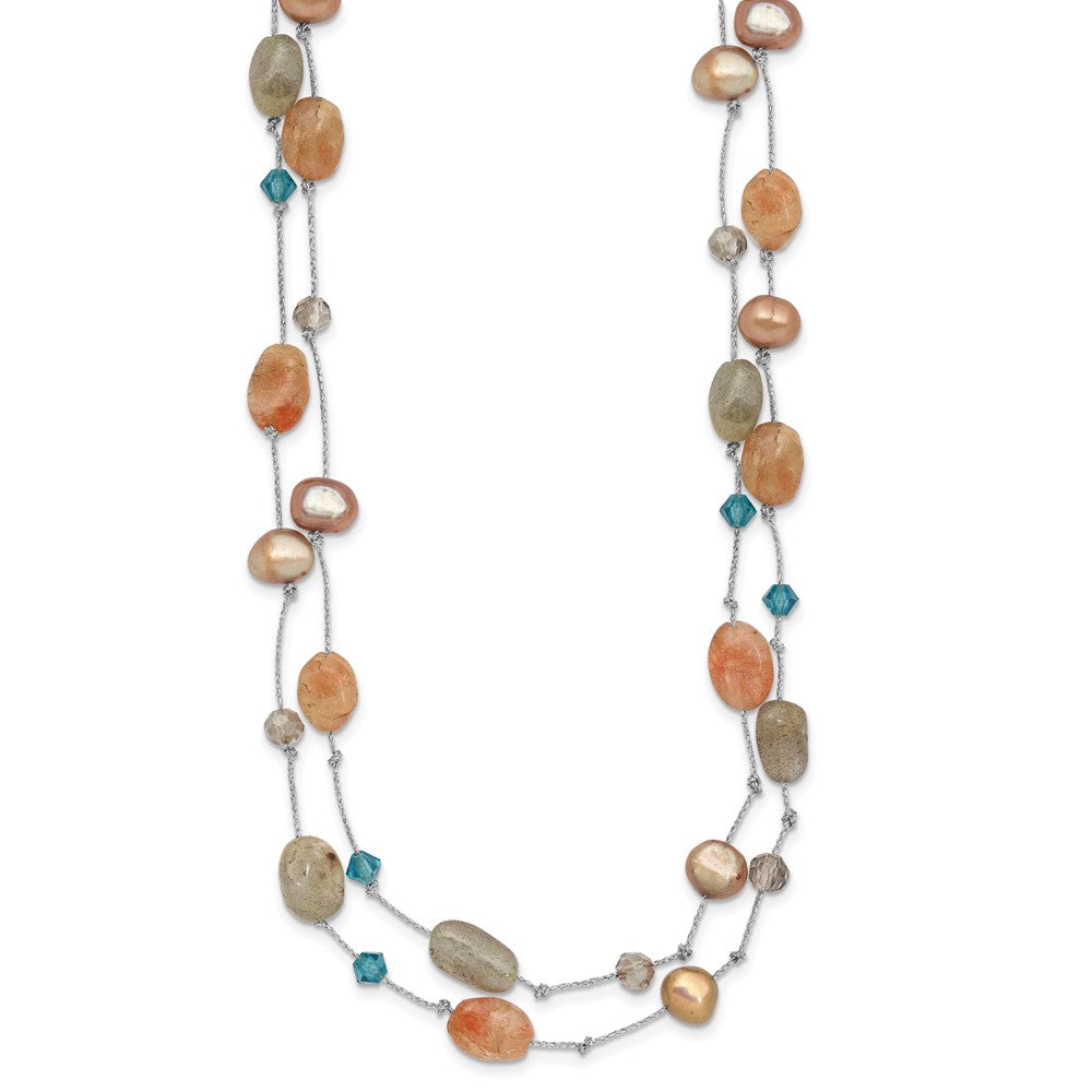 Mode Labradorite/red Moonstone/fw Zuchtperle /crystal Halskette
