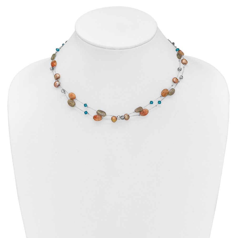 Mode Labradorite/red Moonstone/fw Zuchtperle /crystal Halskette