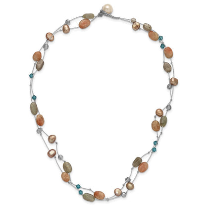 Mode Labradorite/red Moonstone/fw Zuchtperle /crystal Halskette
