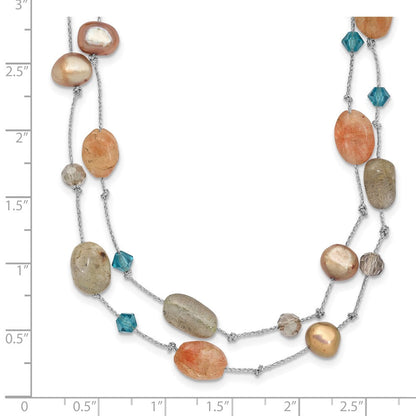 Mode Labradorite/red Moonstone/fw Zuchtperle /crystal Halskette