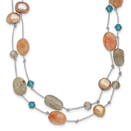 Mode Labradorite/red Moonstone/fw Zuchtperle /crystal Halskette