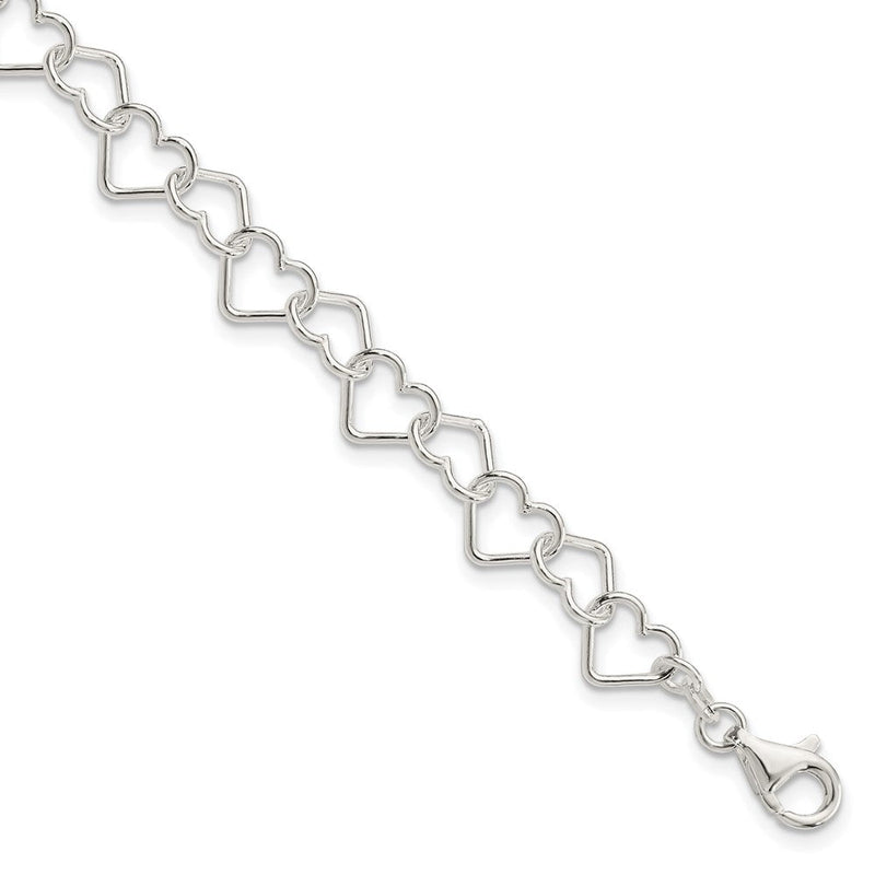 7.5 Zoll Sterlingsilber 7.5inch Poliert Fantasie Herz Glieder Armband