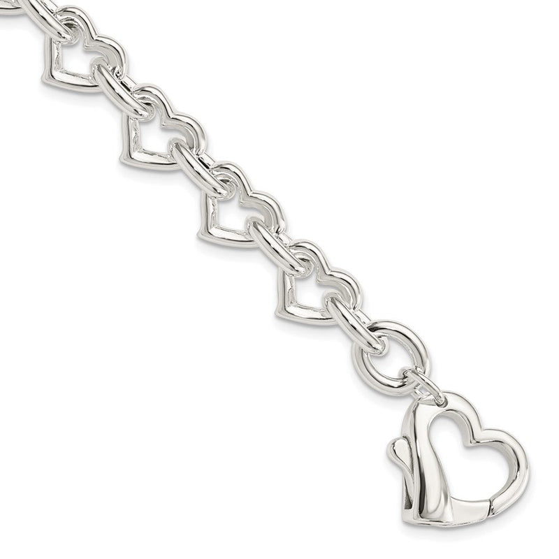 7.5 Zoll Sterlingsilber 7.5inch Poliert Fantasie Herz Glieder Armband