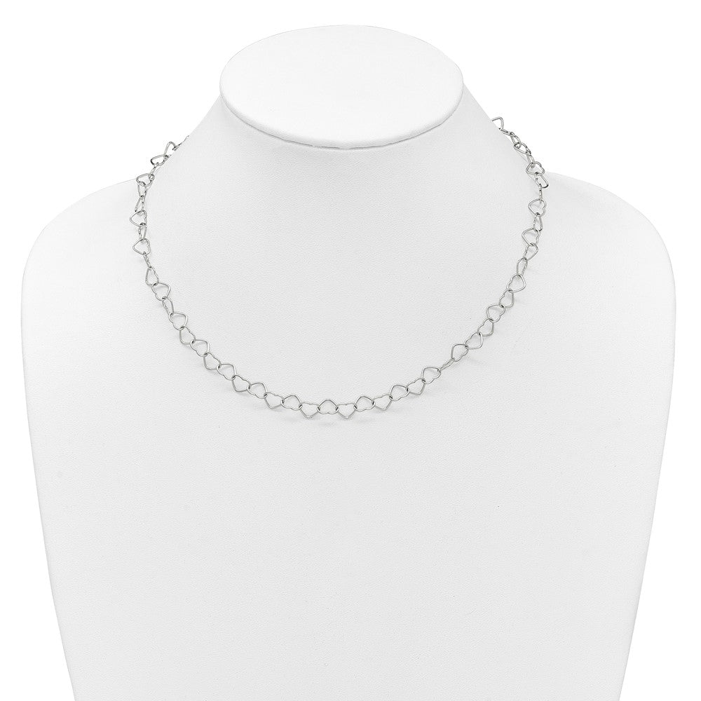 Sterlingsilber 18inch Poliert Fantasie Herz Glieder Halskette