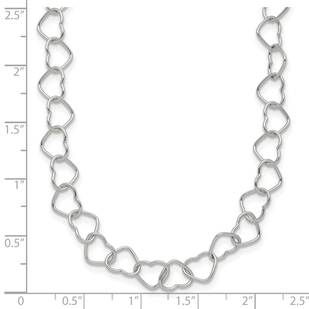 Sterlingsilber 18inch Poliert Fantasie Herz Glieder Halskette